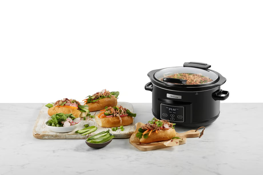 Sunbeam Slow Cooker 4.7L Soup Stew Curry Maker | Culinary Serving Ceramic Pot Oven-Safe, Cooker Home Cooking Appliance, 3 Heat,