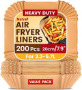 200x Air Fryer Liners 3-5.7L Heavy Duty Airfryer Liner Less Mess, Disposable Parchment Paper Liners
