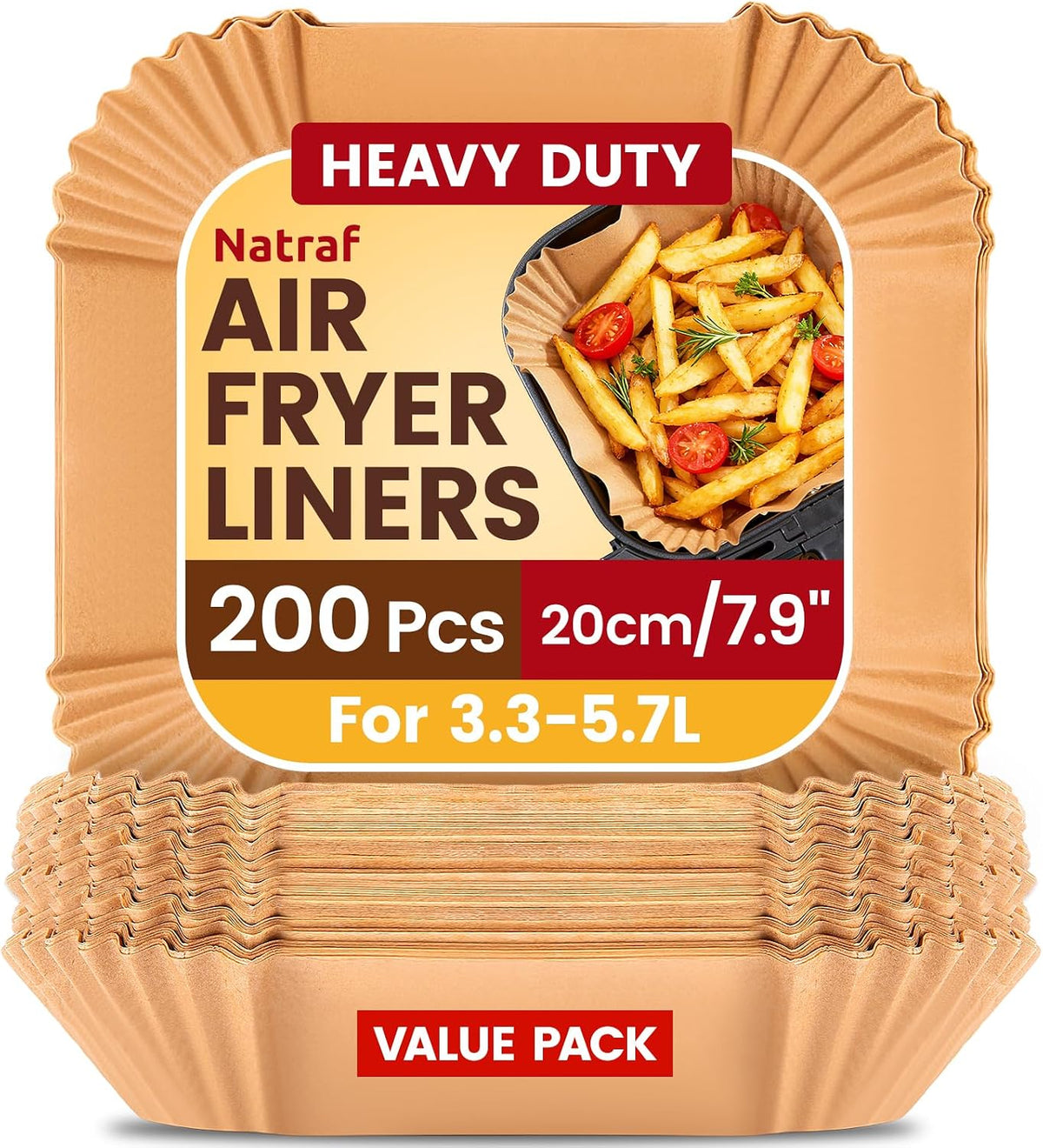 200x Air Fryer Liners 3-5.7L Heavy Duty Airfryer Liner Less Mess, Disposable Parchment Paper Liners