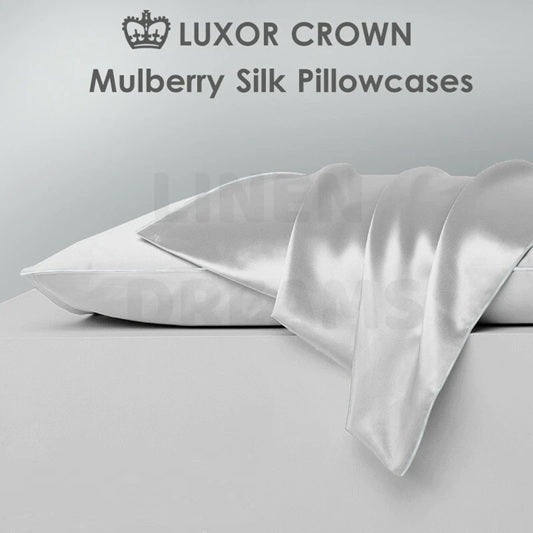 2x Luxury Silk Pillowcases - Luxurious Bedroom Pillow Covering Standard Slip Protector -  Hypoallergenic Mulberry Silk