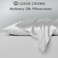 2x Luxury Silk Pillowcases - Luxurious Bedroom Pillow Covering Standard Slip Protector -  Hypoallergenic Mulberry Silk