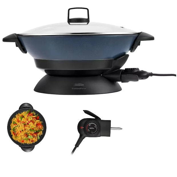 Sunbeam Electric Wok 7.5L Stir Fry Frypan Pan Non-Stick Skillet 2400W Frying Cooking Pan