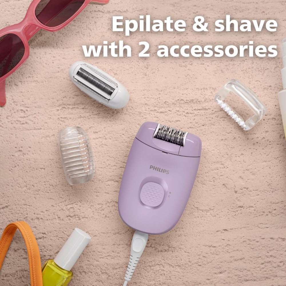 Philips Epilator Women's Sensitive Epilation Built-in Light, Washable Shaver Head, Ladies Hair Remover