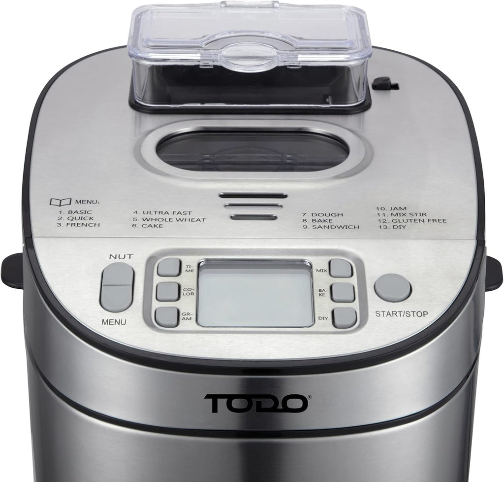 Electric Bread Maker 13 Programs Benchtop Bread Making Machine 550W Fruit Nut Dispenser Crust Control