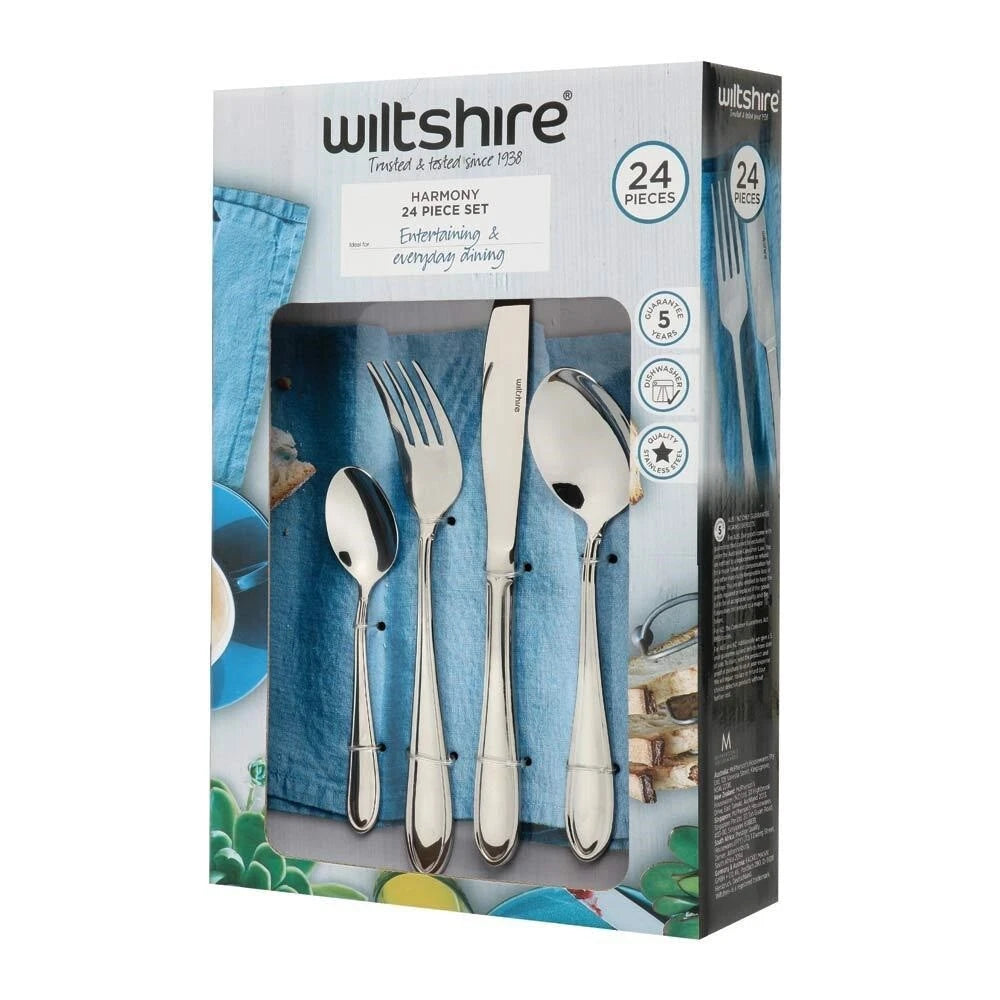 Wiltshire 24 PCS Cutlery Set Stainless Steel Gif Box, Forks, Knives, Dessert Spoons, Teaspoons - High Quality