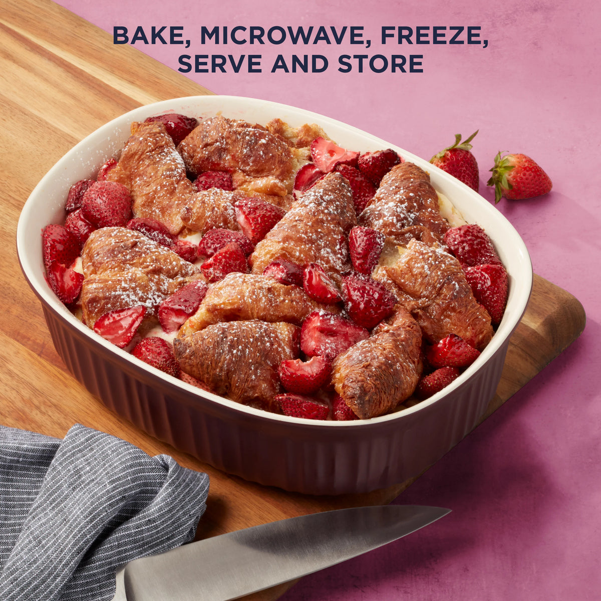 Corningware 3PC Durable Stoneware Baking Dishes Stone Oval Oven Casserole Dishes with Lids