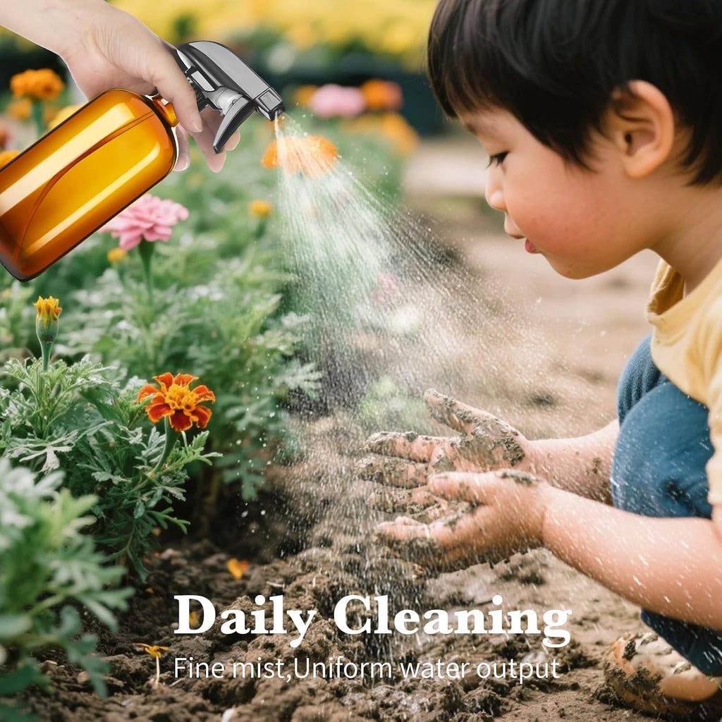 2x Glass Spray Bottles 500ml Cleaning Solution Plant Sprayer, Leak-Proof Trigger Sprayer, BPA-Free 3 Settings