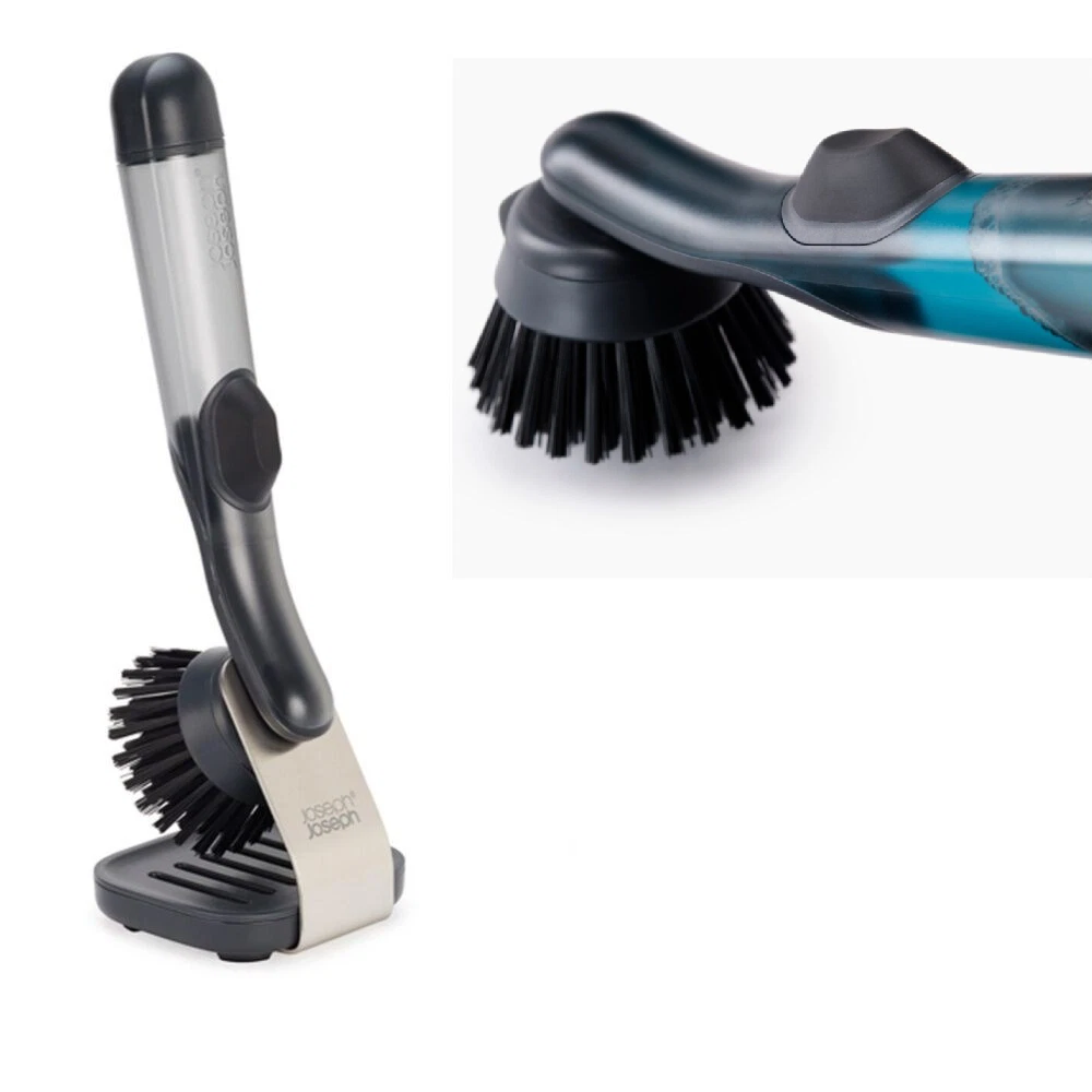 Joseph Joseph Dishwashing Brush Durable Stain Resistant Bristles, Dish Washing Scrubbing Brush Soap Dispenser with Stand
