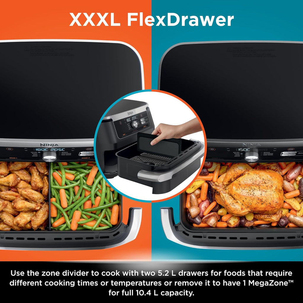 Ninja 6.6L Airfryer | Dual Basket Megazone Air Frying Grill Meat Vegetable Cooker
