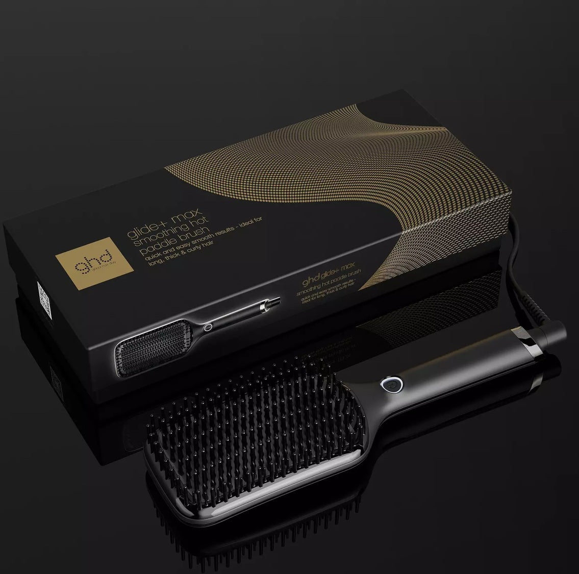 GHD Heated Hair Brush, Hot Brush Styler for Long Thick Curly Hair, Smoothing Paddle Brush