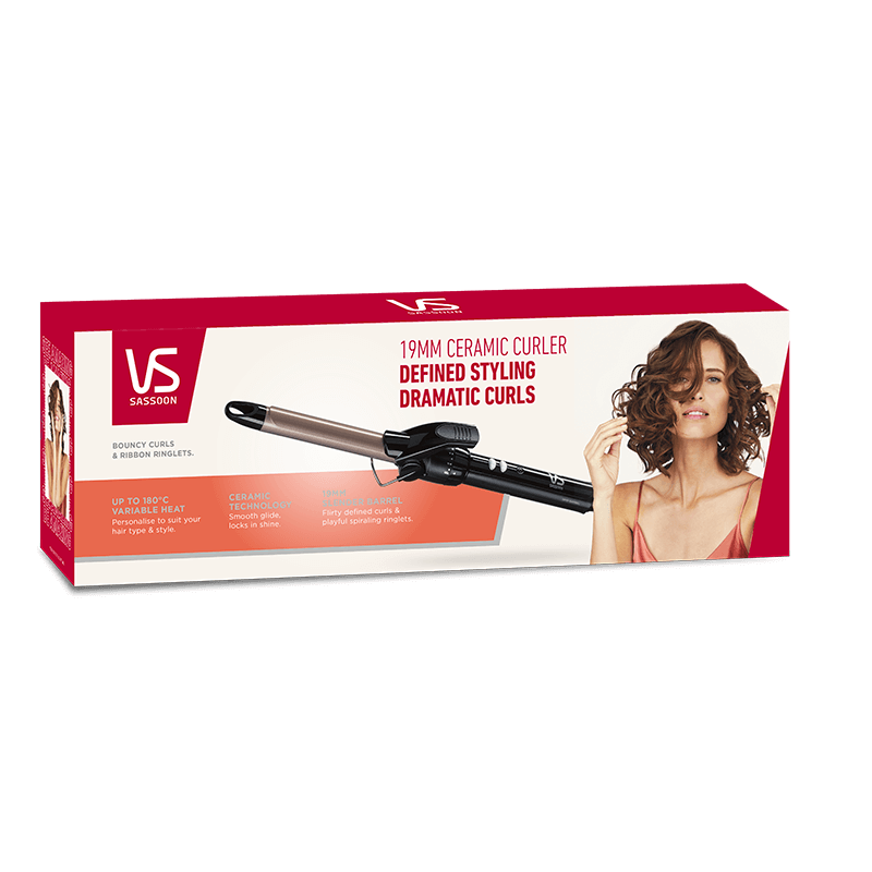 VS Sassoon 19mm Ceramic Curler | Women's Heated Hot Styler Barrel Compact Curling Iron