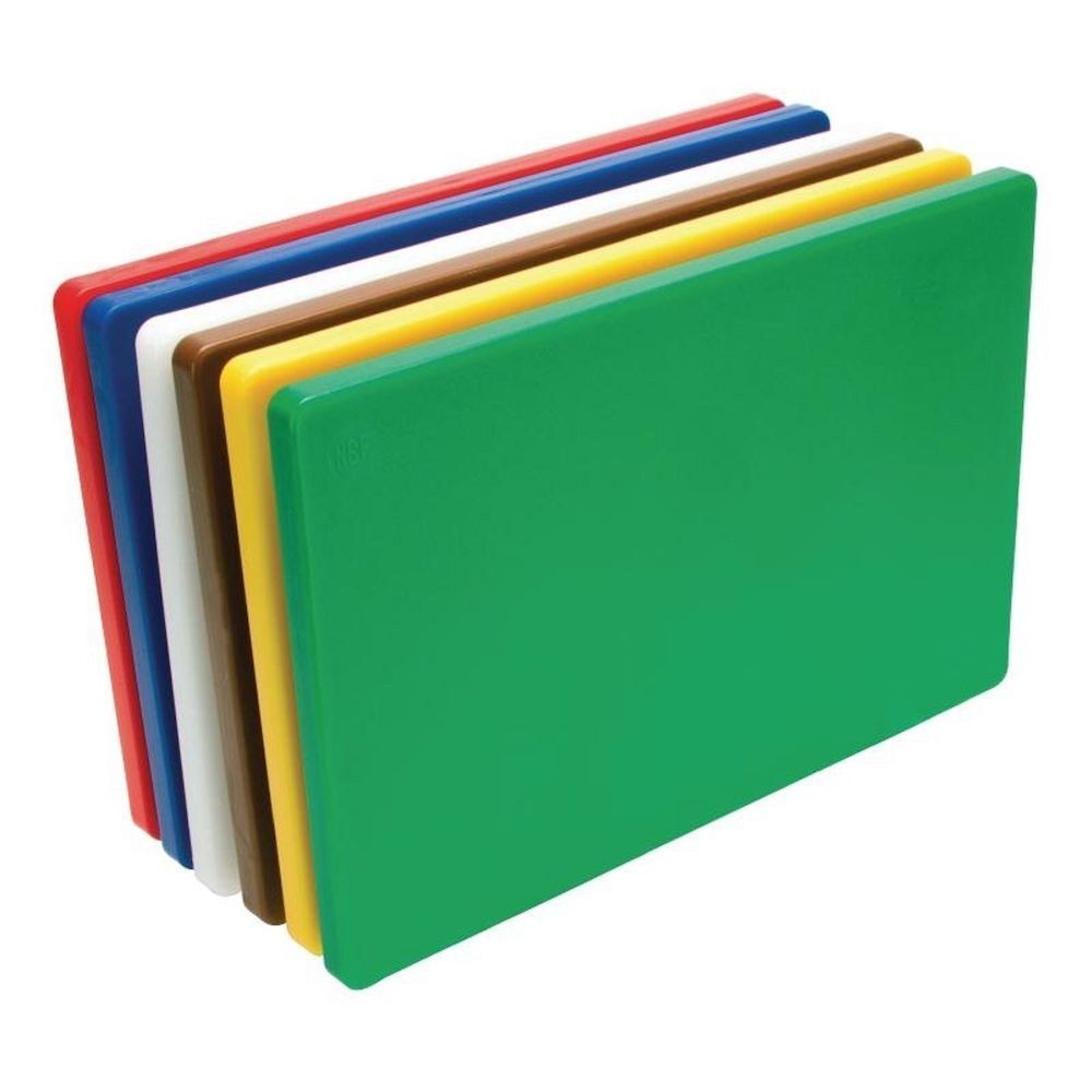 6x Colour Coded Chopping Cutting Board Set 250x400x13mm HACCP White (Dairy) Red (Raw) Green (Salad) Blue (Raw Fish)