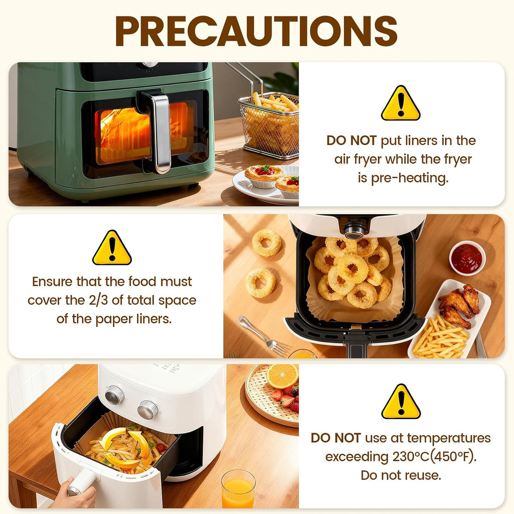 200x Air Fryer Liners 3-5.7L Heavy Duty Airfryer Liner Less Mess, Disposable Parchment Paper Liners