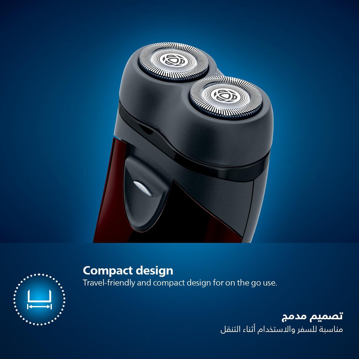 Philips Compact Cordless Travel Shaver, Battery Powered Electric Foil Shaver, Facial Hair Trimmer