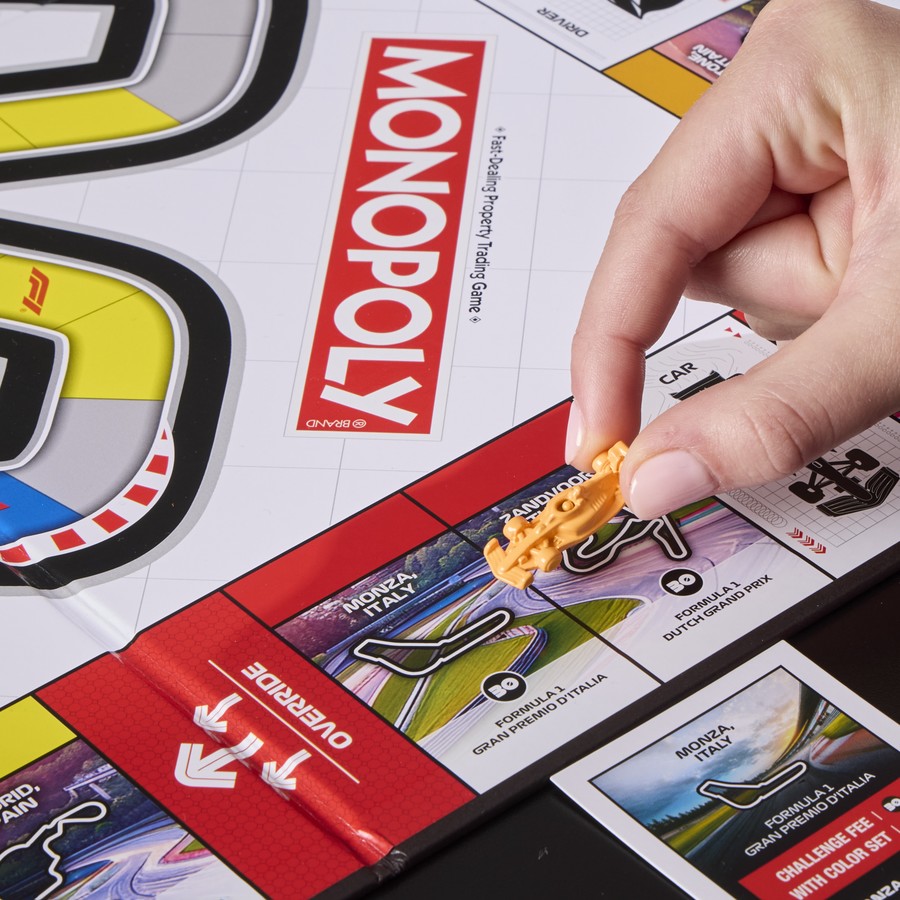 Monopoly Grand Prix F1 Boardgame, Family Board Games Racing Championship Challenge, with Car and Helmet Tokens