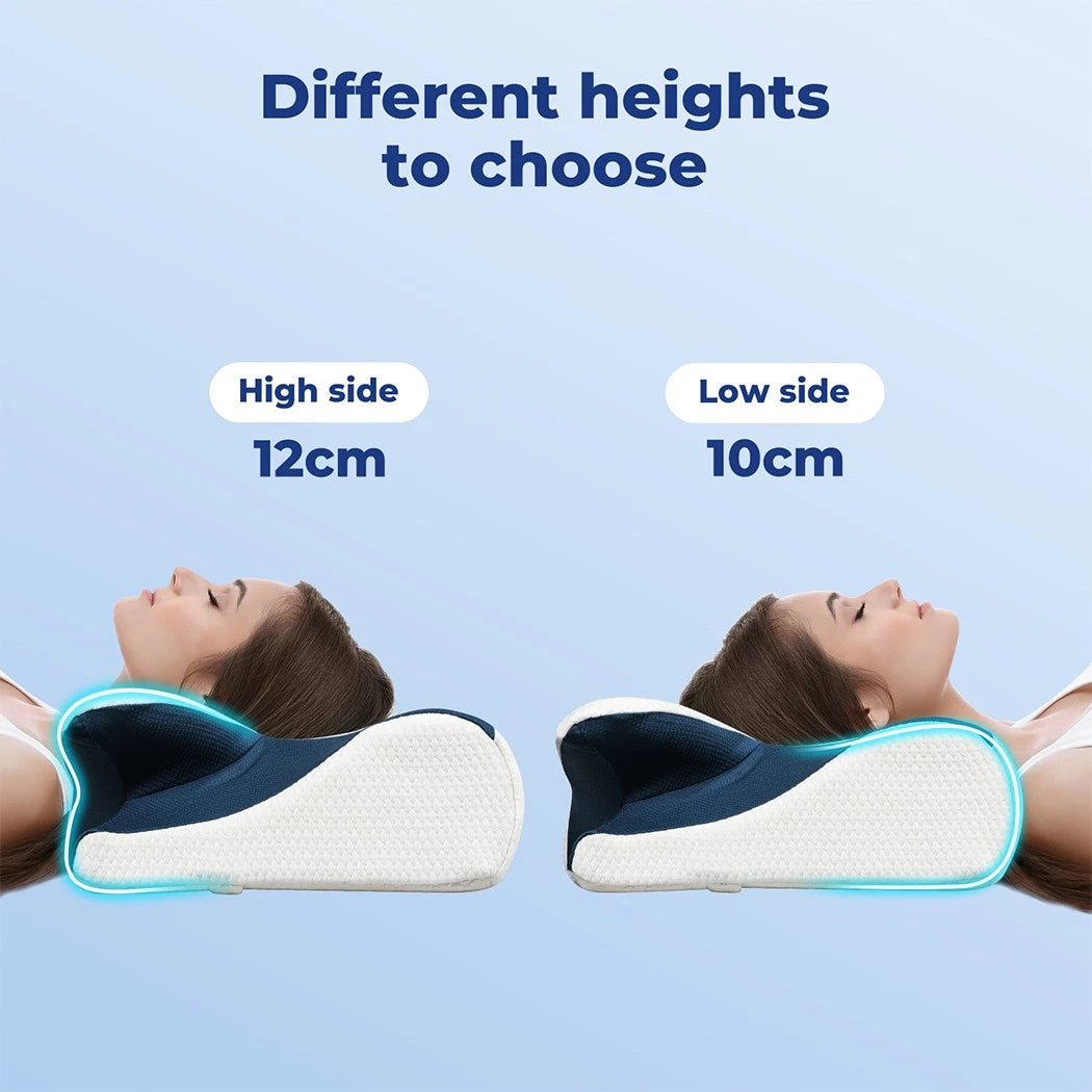 Premium Ergonomic Neck Pillow Back Side Stomach Sleeper Memory Foam - Machine Washable Cover