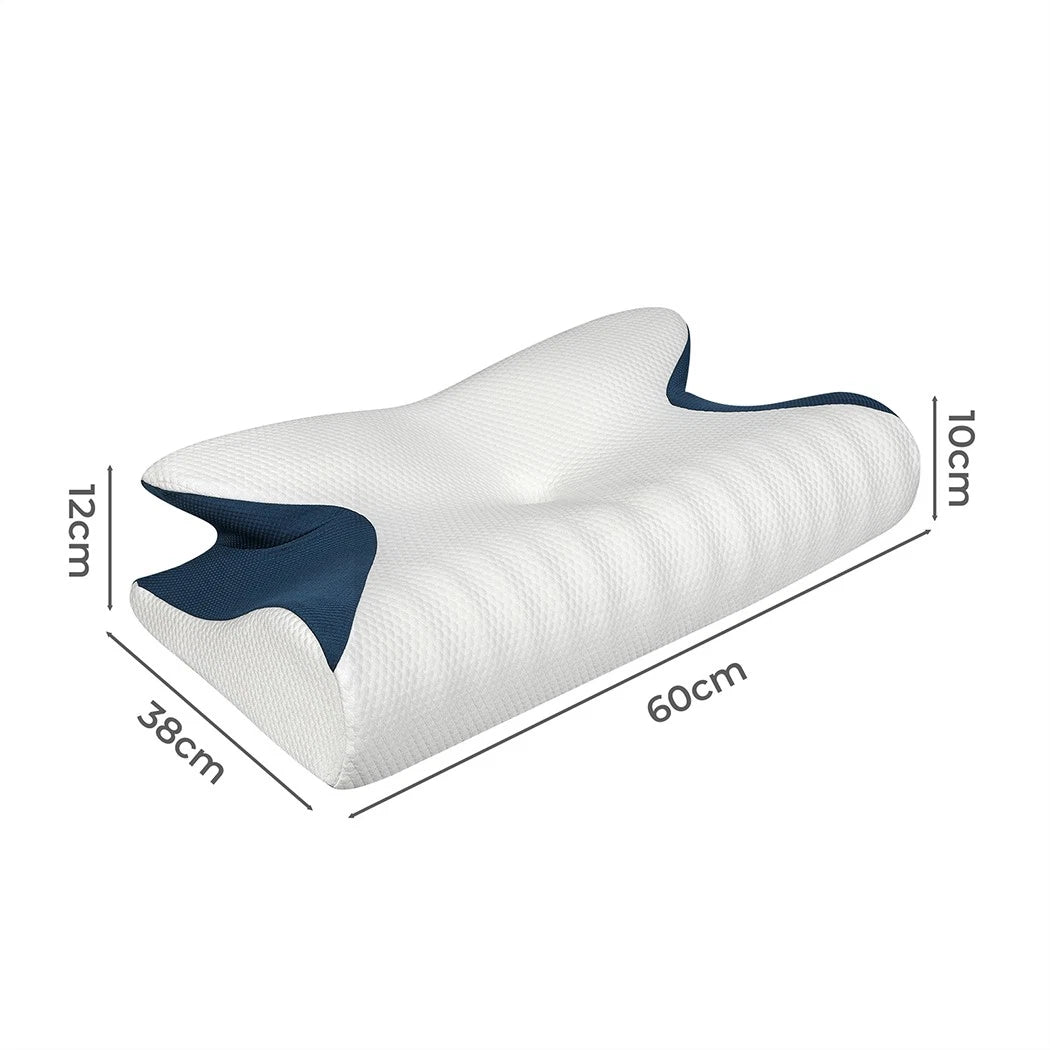 Premium Ergonomic Neck Pillow Back Side Stomach Sleeper Memory Foam - Machine Washable Cover