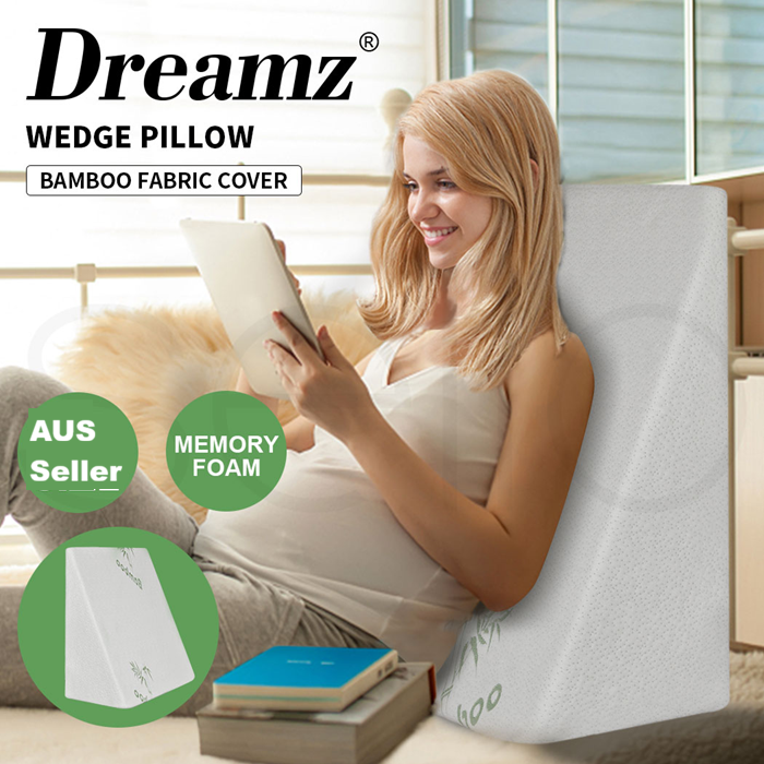 Wedge Support Pillows Bed Pregnancy Back Leg Supportive Pillow - Medium Firm Cooling Gel Core - Bamboo Cover