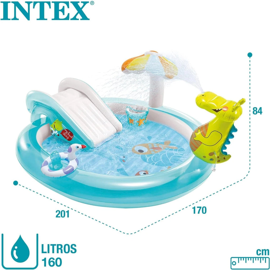 Intex Inflatable Kiddie Pool | Above-Ground Swimming Pool Slide Sprayer Kids Water Fun Outdoor