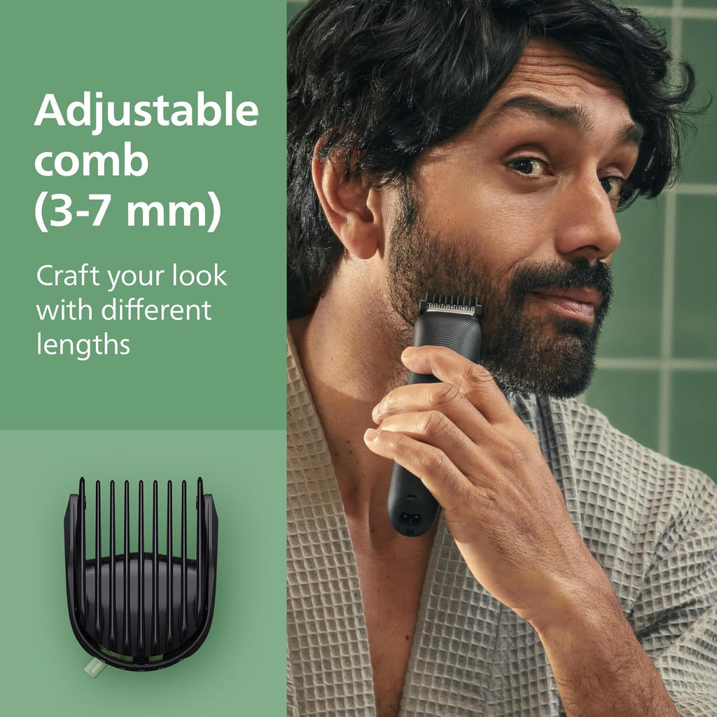 Philips Mens Cordless Head and Beard Trimmer All-In-One Shaver Head Clipper Haircutting Set, 7 Attachments