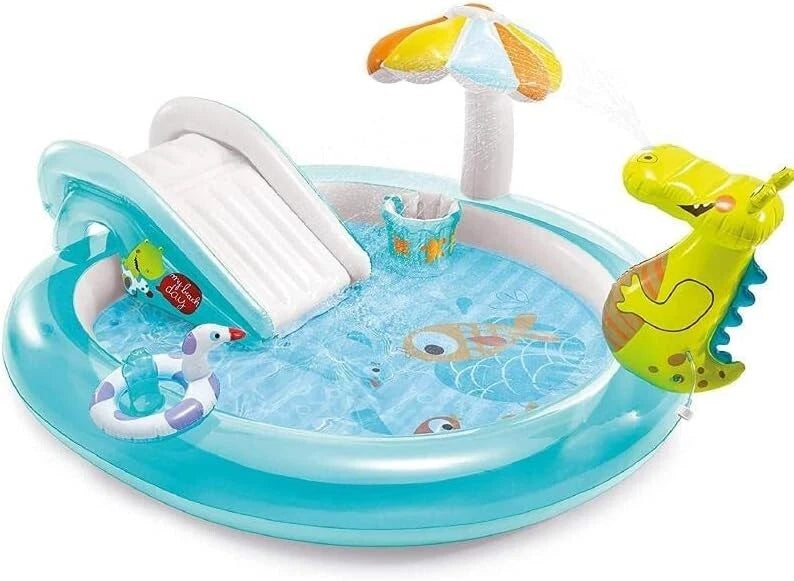 Intex Inflatable Kiddie Pool | Above-Ground Swimming Pool Slide Sprayer Kids Water Fun Outdoor