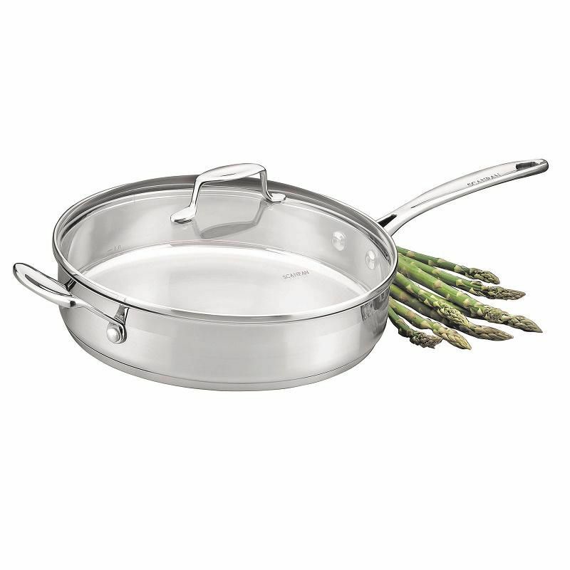 Scanpan 28cm Impact Frypan 3.2L Stainless Steel Saute Stew Frying Pan Oven Safe with Glass Lid