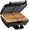Cuisinart Electric Waffle Press Homemade 4x Waffle Maker Machine - Belgian Non-Stick Kitchen Appliance