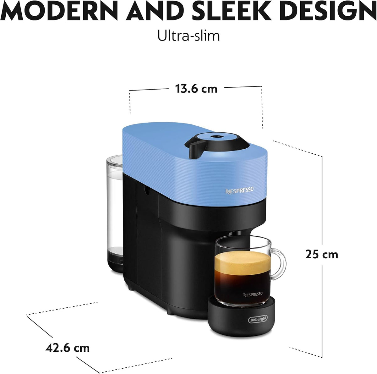 De'Longhi Nespresso Pod Coffee Machine, Automatic Capsule Espresso Maker with Bonus Pods, Kitchen Appliance (Blue)