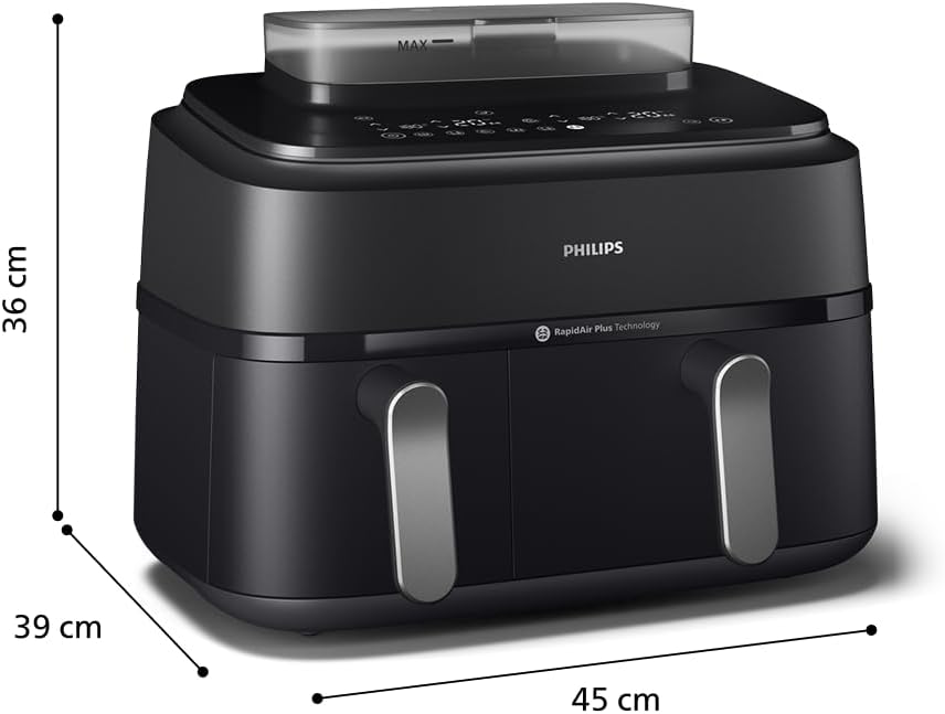 Philips Dual Basket Airfryer Double Air Cooker 6L+3L Healthy Steamer Air Fryer Frying XXL - Crispy Tender Steamed - Home Kitchen Appliance Cooker