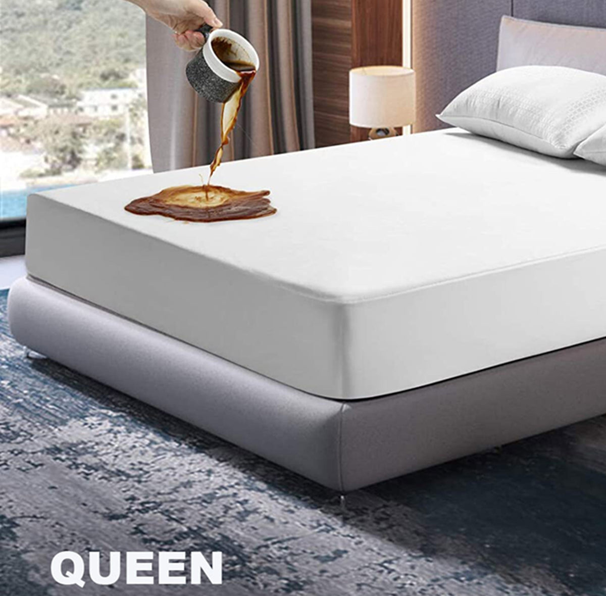 Queen Sized Waterproof Mattress Protector Fitted Mattress Protection - Terry Cotton Cover - Breathable Repeals Liquids, Urine, Perspiration & Spills - Protects Mattresses