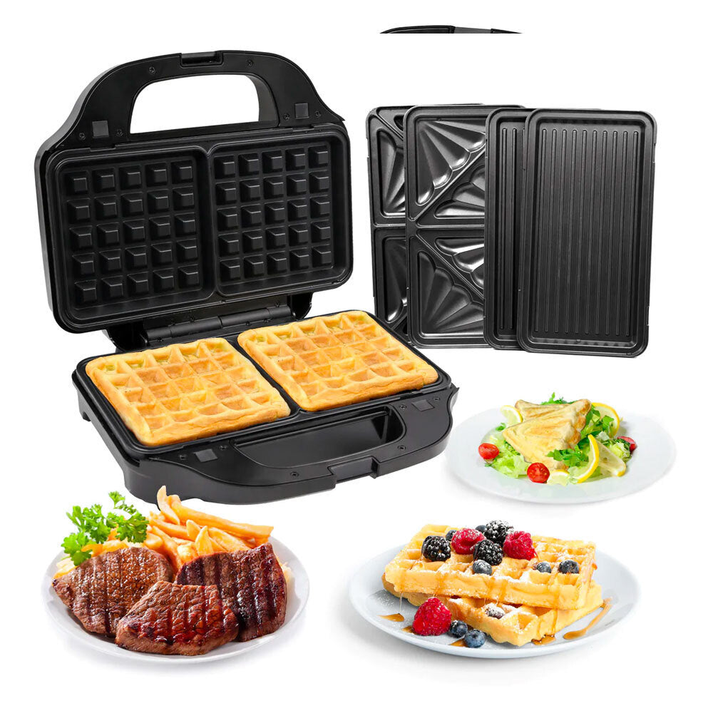 Sandwich Press Electric 3-in-1 Snack Jaffle Toastie Waffle Grill Plate Grilling Plates