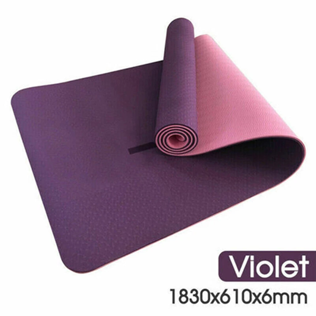 TPE Yoga Mat Exercise Fitness Gym | Pilates Non Slip Dual Layer Eco Friendly | Blue