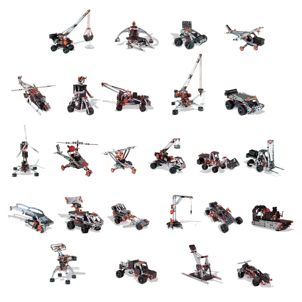 638pc Kids Constuction Model Set, Builds up to 25 Models (Helicopter, Crane, Vehicle, etc), Comes with Hard Carry Case