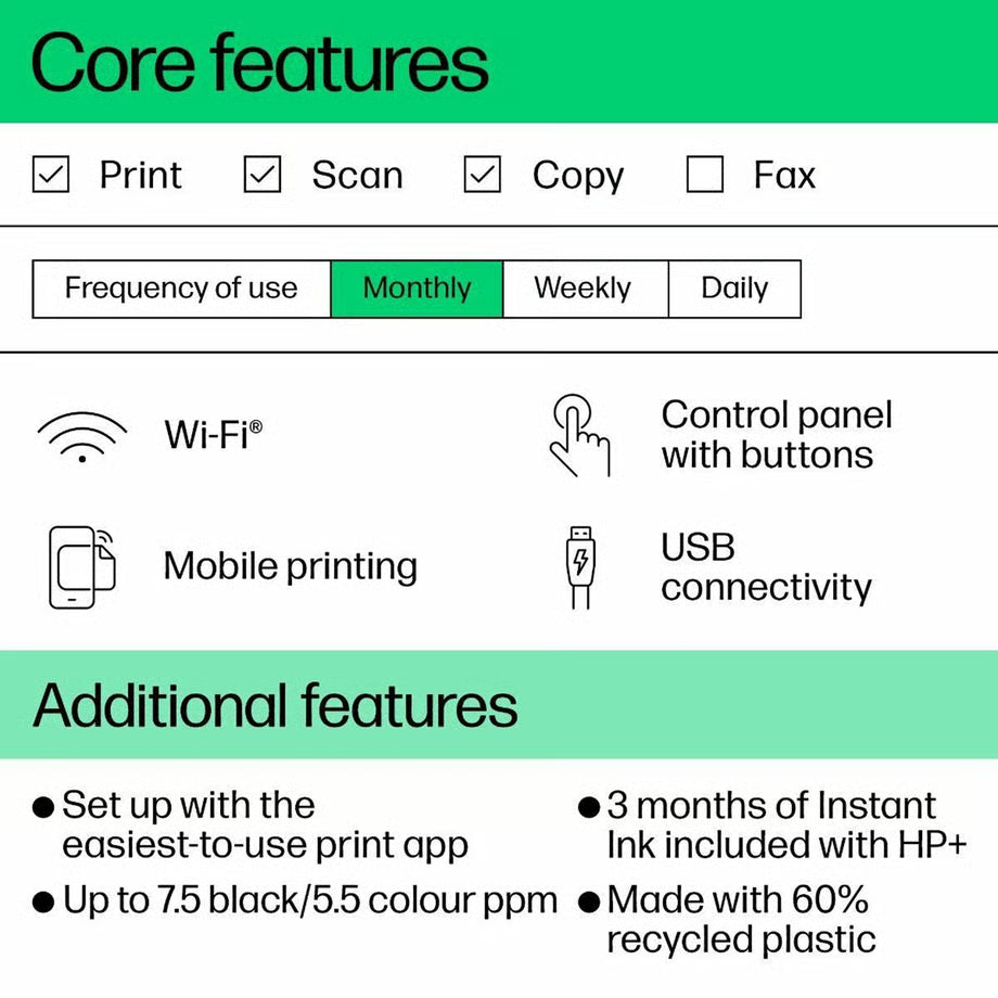 HP Wireless Printer All-In-One Document Scanner | PRINT SCAN COPIER Student Colour Printing