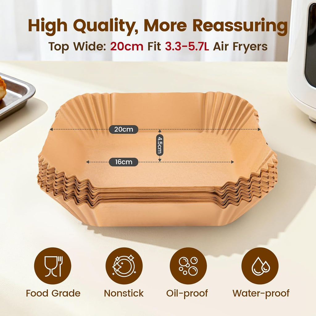 200x Air Fryer Liners 3-5.7L Heavy Duty Airfryer Liner Less Mess, Disposable Parchment Paper Liners