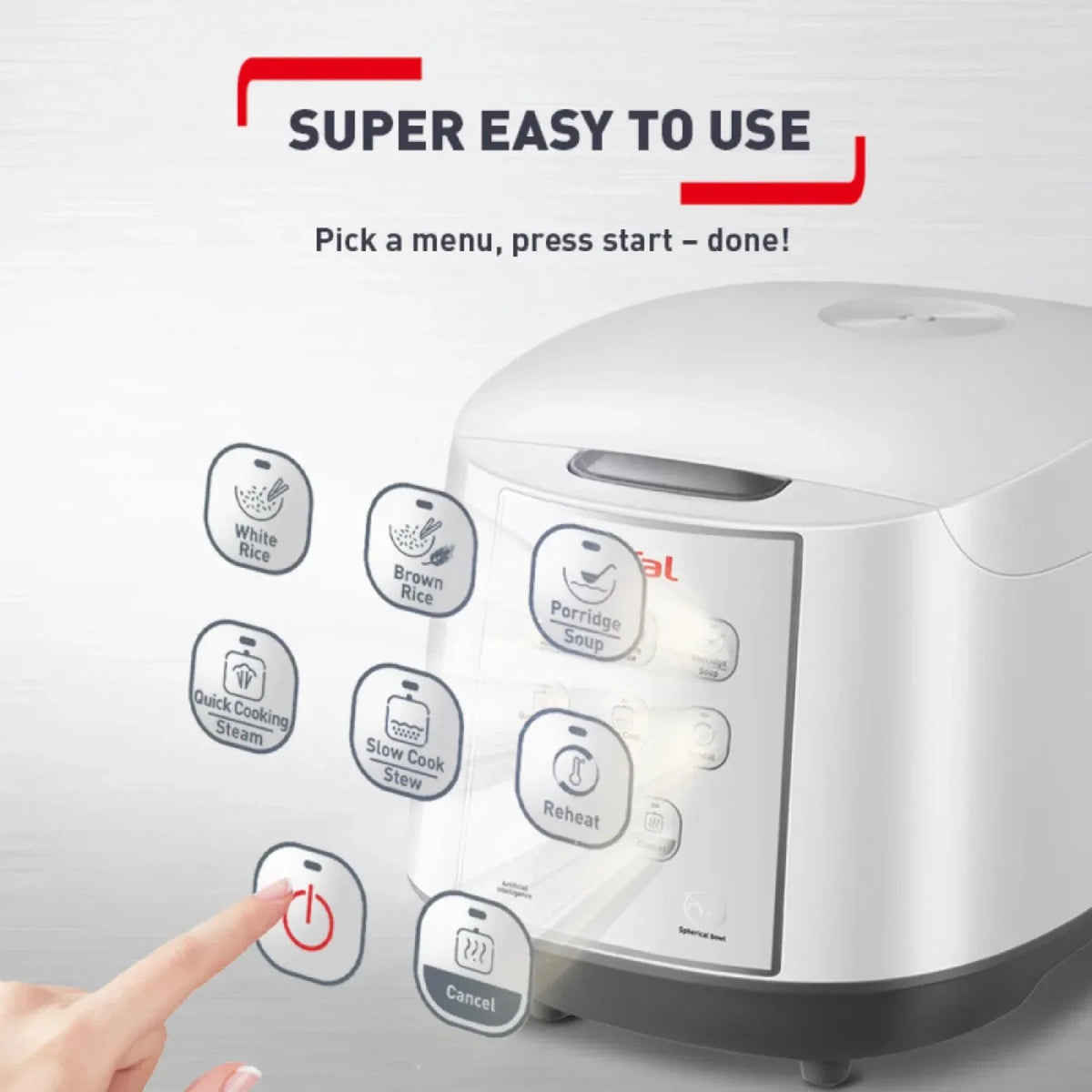 Tefal Rice and Slow Cooker, Electric 8 Program Kitchen Cooking - Porridge, Soup, Stew, Steamer