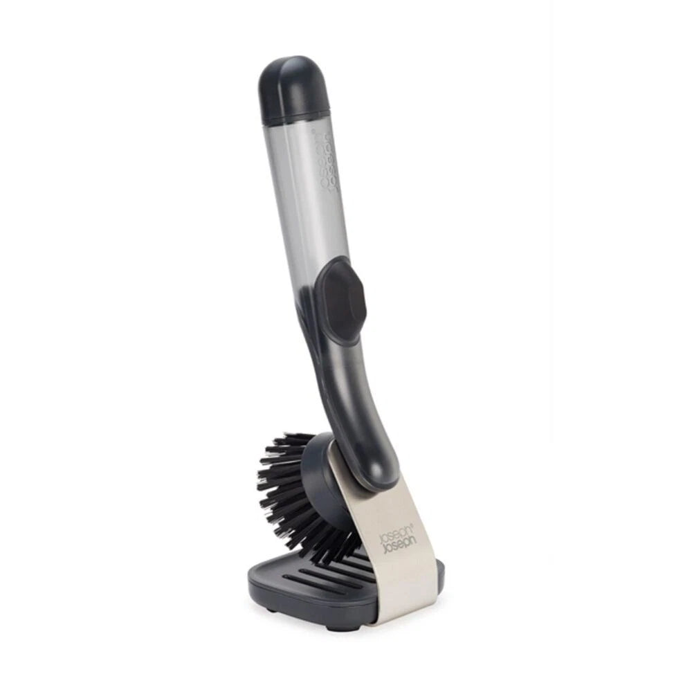 Joseph Joseph Dishwashing Brush Durable Stain Resistant Bristles, Dish Washing Scrubbing Brush Soap Dispenser with Stand