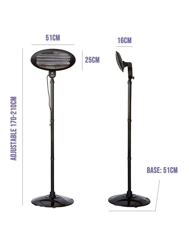 2000W Lenoxx Outdoor Electric Patio Balcony Heater | Standing Heat Radiant Warmer Heating
