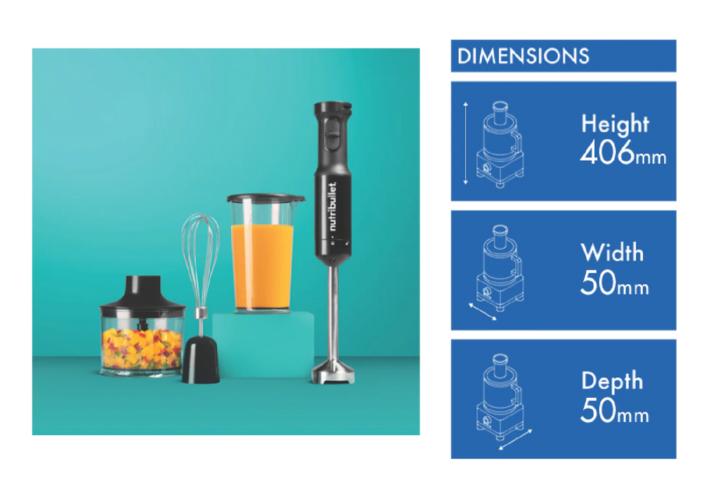 NUTRIBULLET 800W Stick Blender Mixer 600ml Chopping Bowl Mixing Shredding Puree