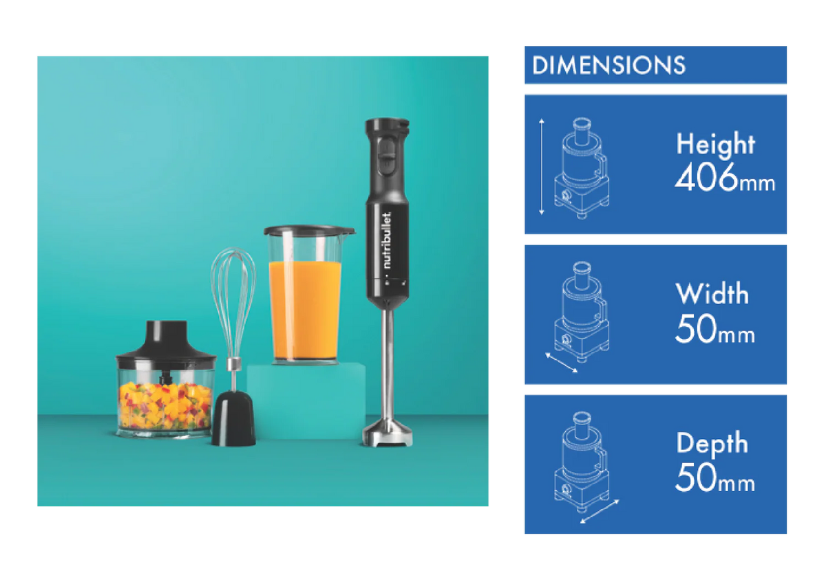 NUTRIBULLET 800W Stick Blender Mixer 600ml Chopping Bowl Mixing Shredding Puree