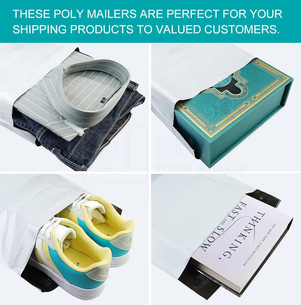 100x Mailing Bags Poly Postage Satchels | Waterproof Plain Discreet Self-Sealing Plastic Shipping Bags