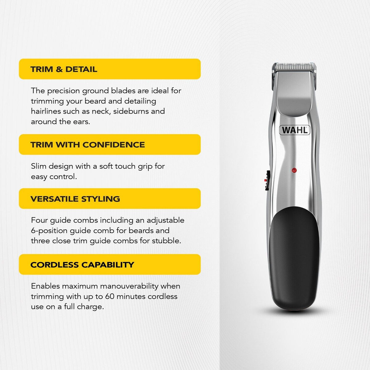 Wahl Cordless Beard Stubble Trimmer | Rechargeable Mustache Clipper Men's Razor Shaver