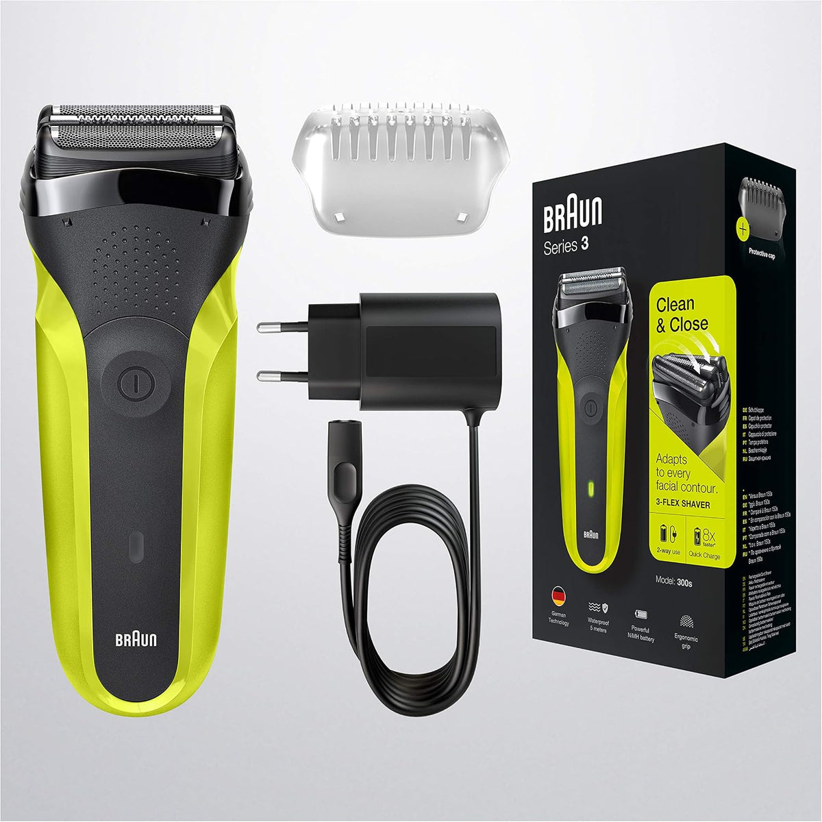 Braun Electric Shaver, Cordless Men's Close & Trim Shaving Washable Rechargeable Clipper Razor
