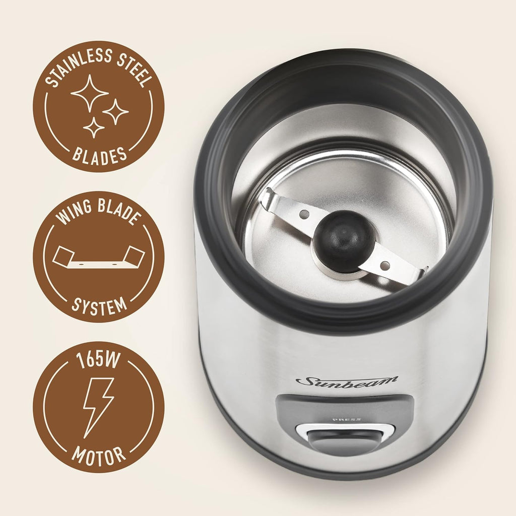 Sunbeam Herb Spice Coffee Bean Nut Grinder | Electric One Touch Multi-Grinder | Grinding Chopper Stainless Blades