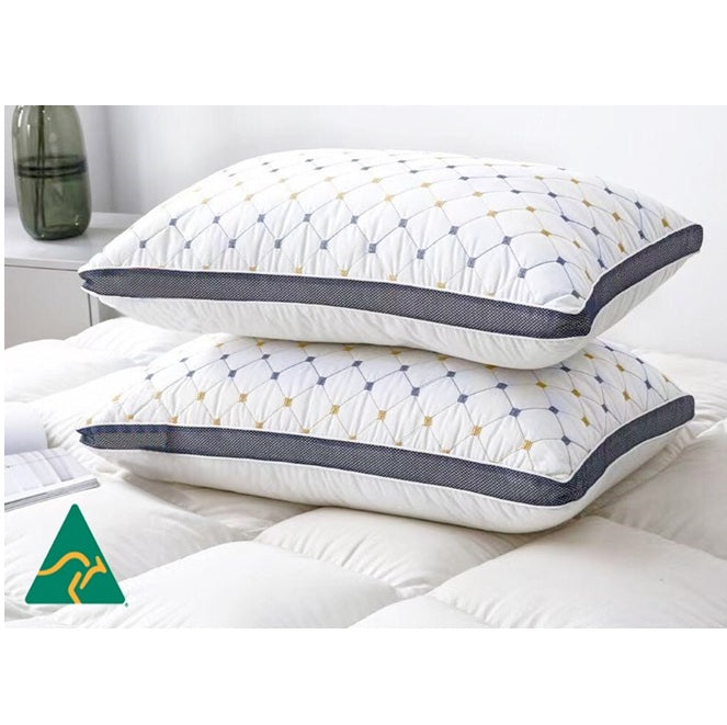 2x Premium Microfibre Hotel Pillow Standard Rectangle Quilted Comfortable Hypoallergenic Cotton Cover