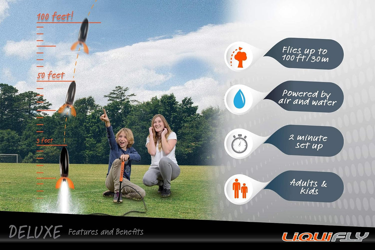 Children's Water Powered STEM Rocket Launcer Toy Set, Launches Rockets up to 30m, DIY Home School Science Experiments