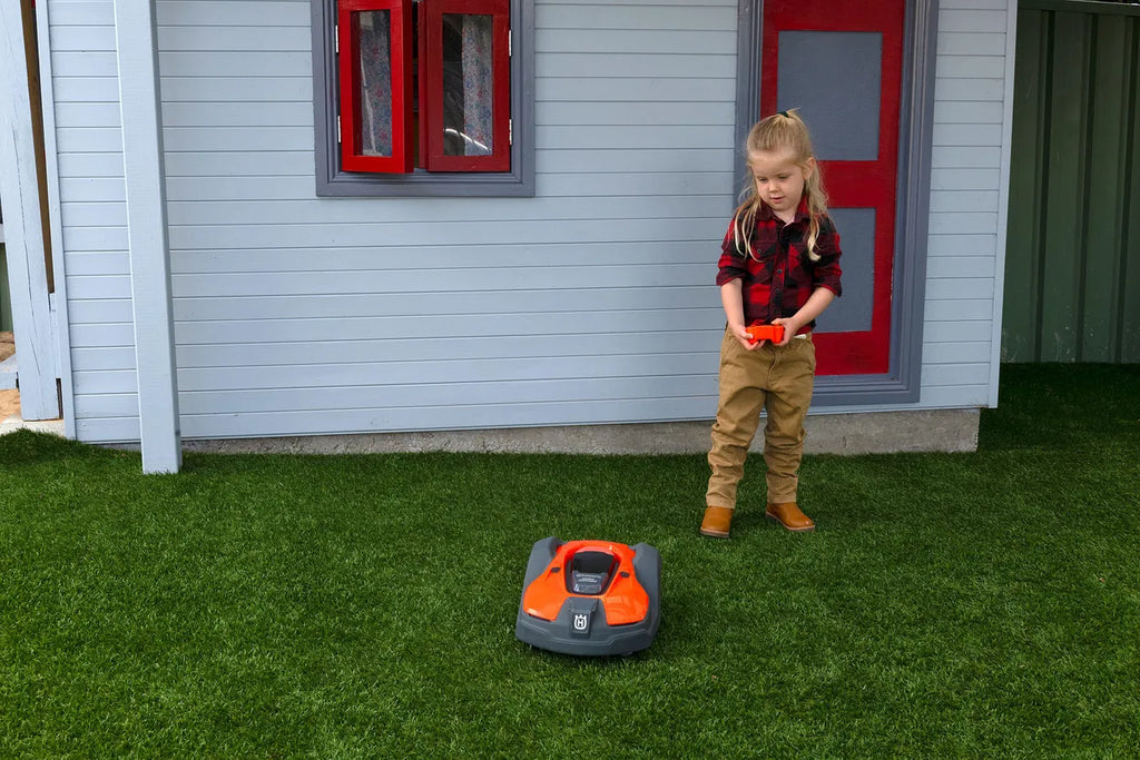 Husqvarna Toy Auto-Mower | Pretend Toy Robovac Kids Childrens Indoor Mowing Toy w/ Remote | Pretend Grass Cutter Toy
