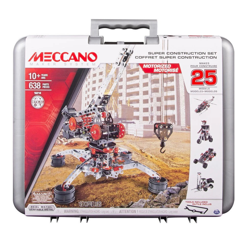 638pc Kids Constuction Model Set, Builds up to 25 Models (Helicopter, Crane, Vehicle, etc), Comes with Hard Carry Case