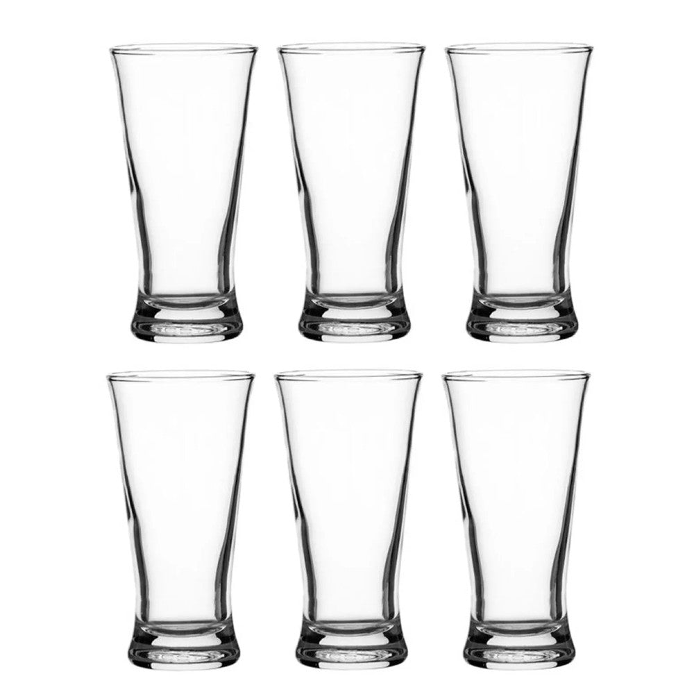 Crown Pilsner 200ml Beer Alcohol Cider Drinking Glasses - Set of 6 Glassware Drinking Mug Glass