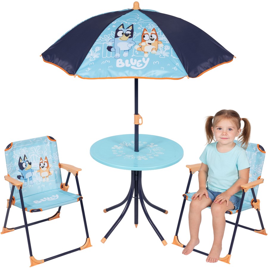 Kids Bluey Table and Chair Set, Indoor Outdoor Toddler Preschool Eating Meal Drawing Seat